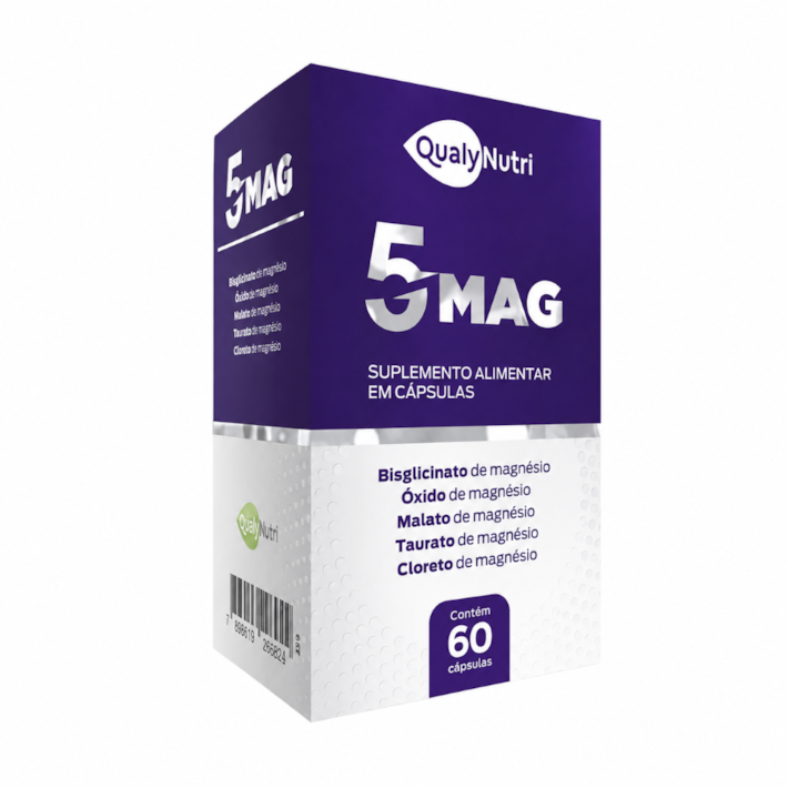 5MAG Qualynutri 500mg 60 Cápsulas | Suplemento com 5 Tipos de Magnésio