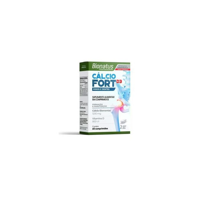 Cálcio Fort 600mg + Vitamina D 200 UI Bionatus 60 Comprimidos