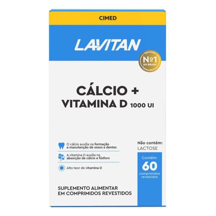Cálcio + Vitamina D 1000 UI Lavitan 60 Comprimidos | Saúde dos Ossos + Vitamina D3