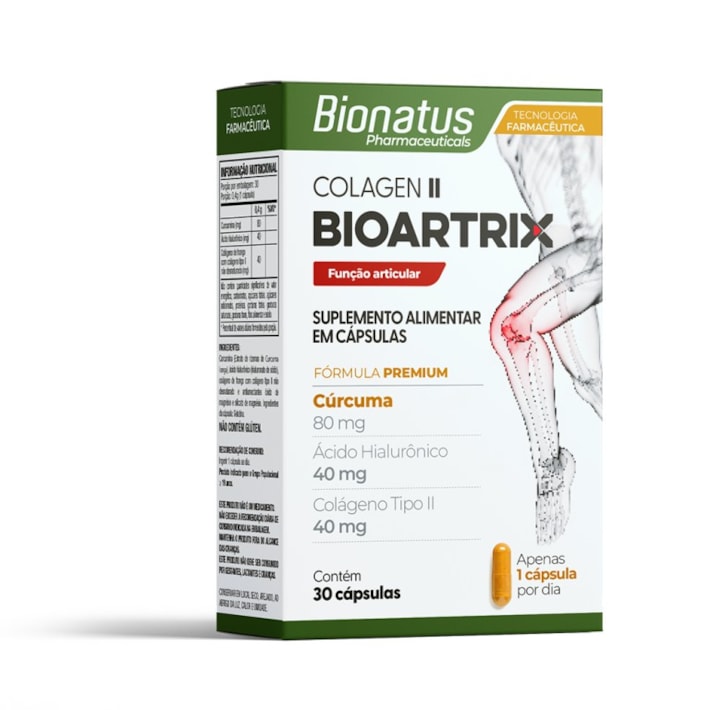 Colagen II Bioartrix Bionatus 30 Cápsulas – Colágeno Tipo II + Curcumina + Ácido Hialurônico