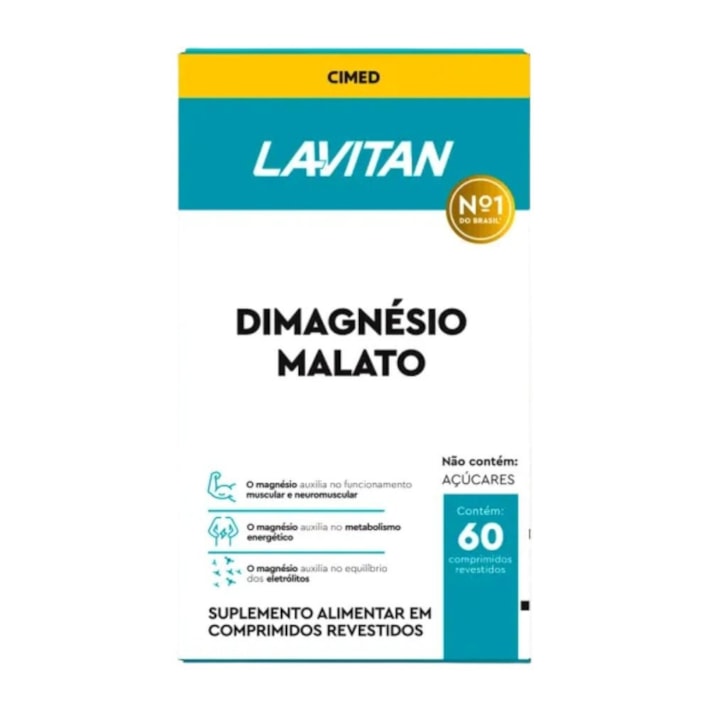 Di-Magnésio Malato Lavitan 60 Comprimidos – Magnésio para Músculos e Metabolismo Energético