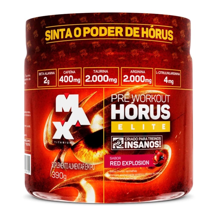 Hórus Elite 390g Pré-Treino 400mg Cafeína — Max Titanium