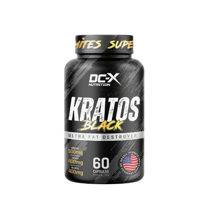 Kratos Black 60 Cápsulas DCX | Termogênico para Energia, Foco e Rotina de Treinos