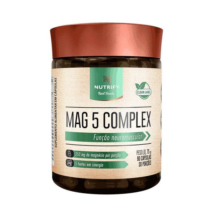 Mag 5 Complex Nutrify 90 Cápsulas | 5 Fontes de Magnésio – 350 mg por Porção