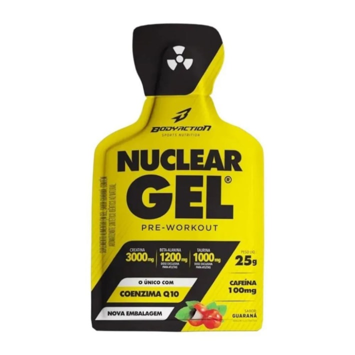 Nuclear Rush Gel Body Action 25g | Pré-Treino em Sachê com Cafeína, Creatina e Beta-Alanina