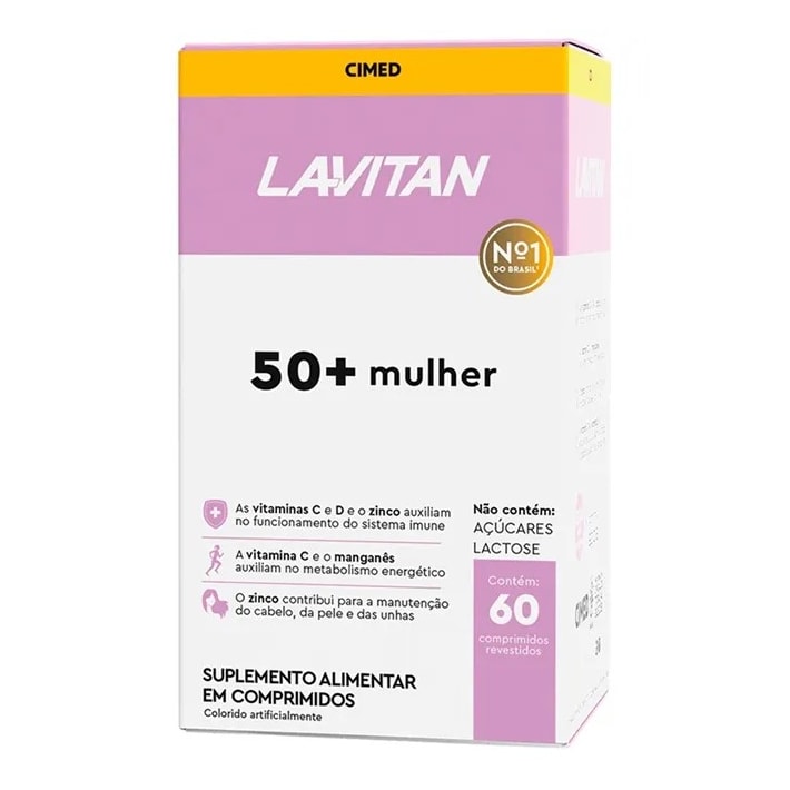Vitamina 50+ Mulher Lavitan 60 Comprimidos – Multivitamínico para Mulheres Acima de 50 Anos